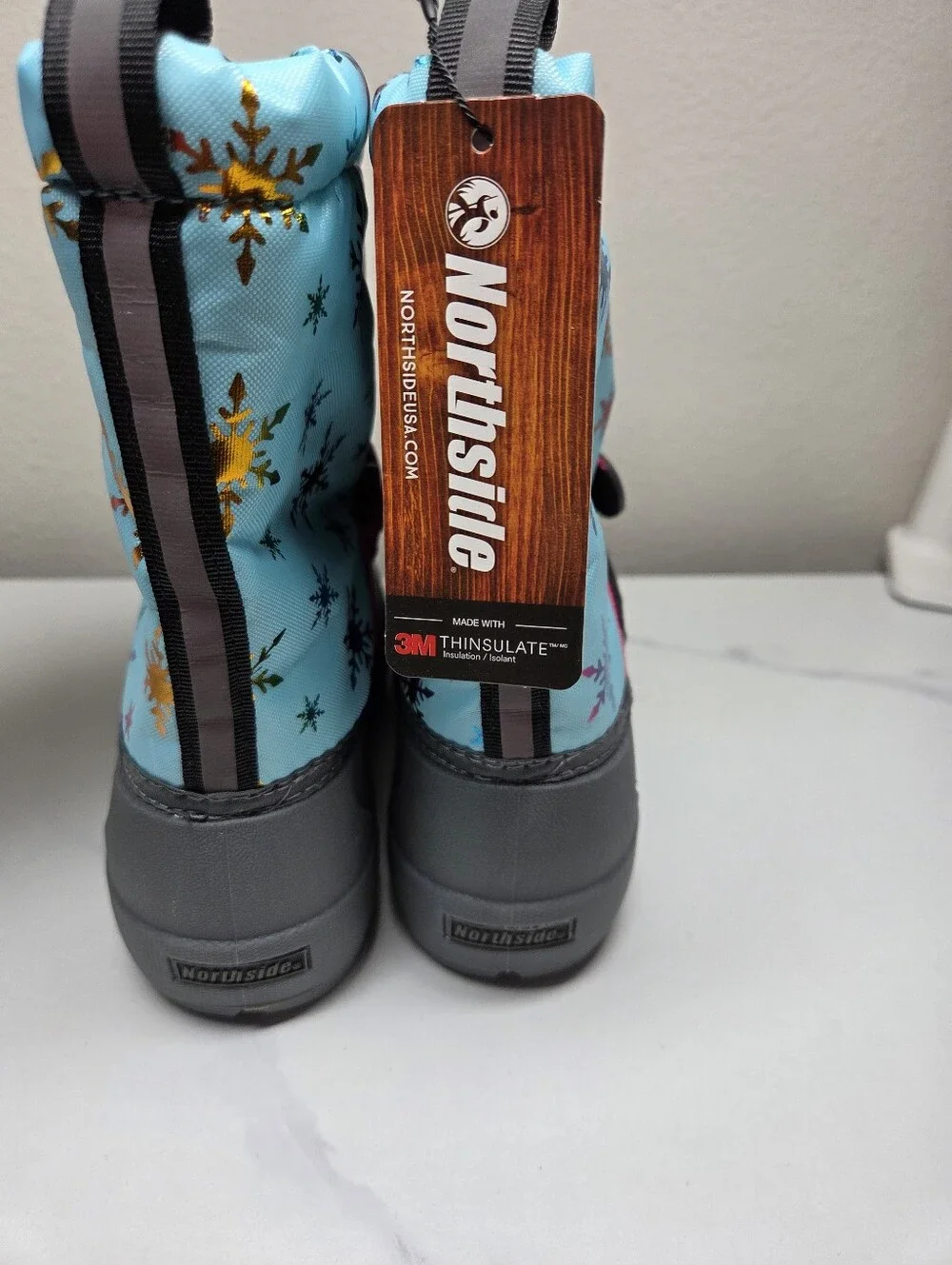 Northside Kids Frosty Polar Snow Boots Blue Multi Snowflake Size 1 NIB NWT